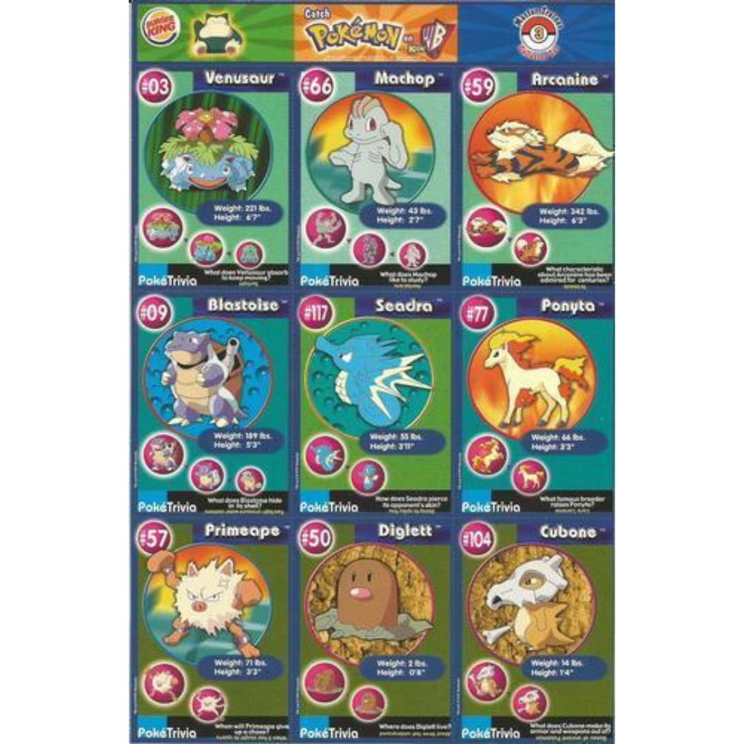 6 poketriva burger king deals promo uncut sheets lot