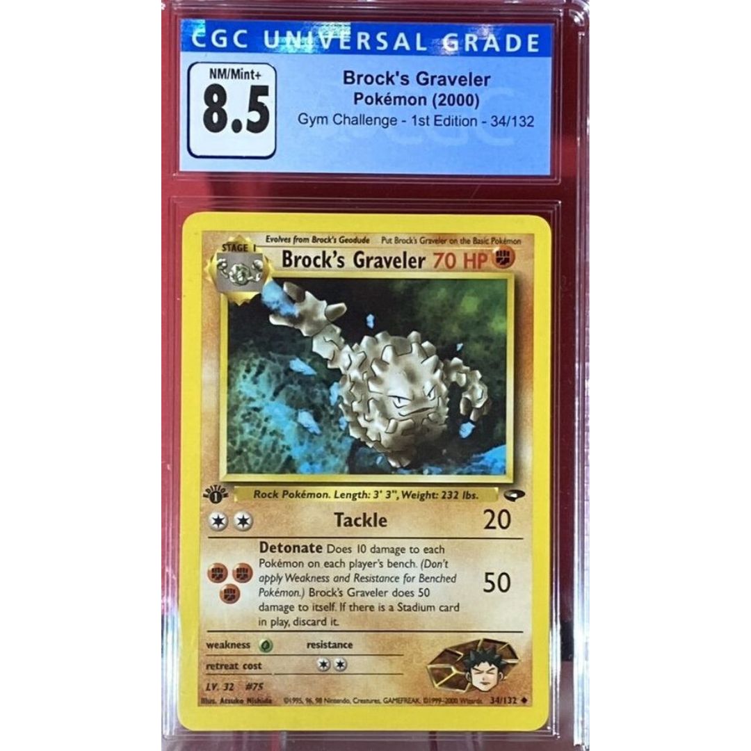 2000 Pokemon Gym Challenge 1st Edition Brock’s Graveler #34 CGC 8.5 NM/Mint+