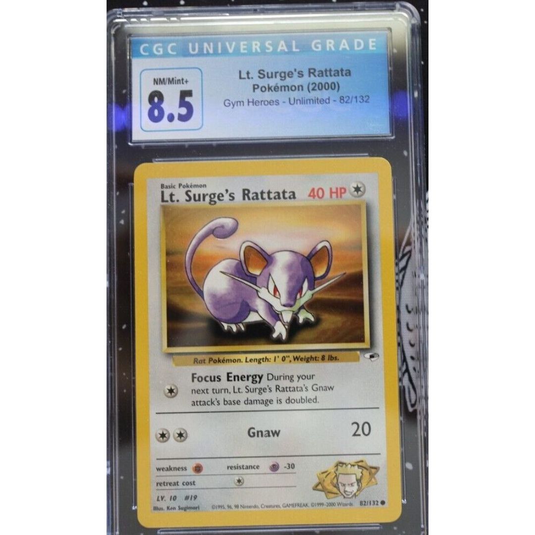 2000 Pokemon GYM HEROES - LT. SURGE'S RATTATA CGC 8.5