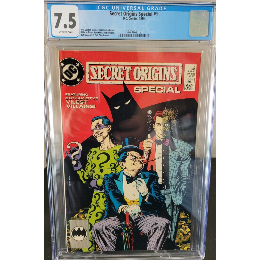 SECRET ORIGINS SPECIAL #1 CGC 7.5 GRADED DC COMICS NEIL GAIMAN! BRIAN BOLLAND!