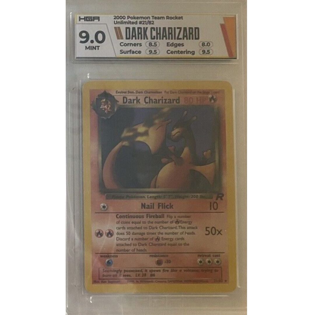 2000 Pokémon Team Rocket Unlimited Dark Charizard HGA 9 MINT