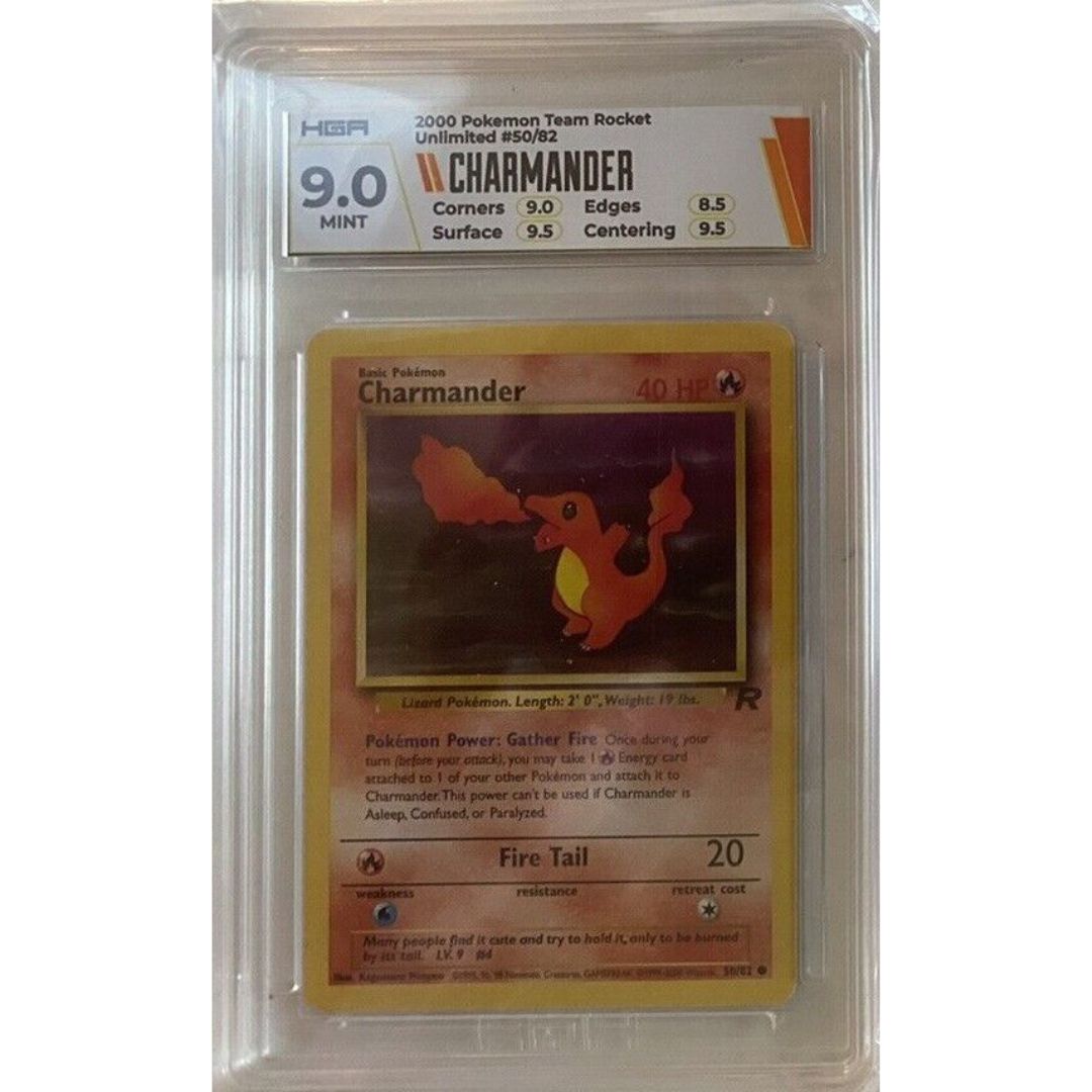 2000 Pokémon Team Rocket Unlimited Dark Charmander HGA 9 MINT