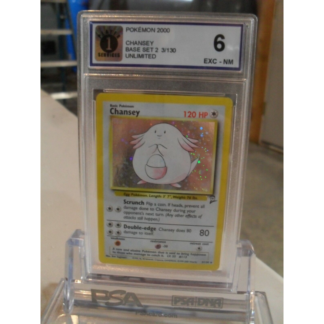 P1 Graded 6 Chansey Base 2 3/130 Holo Rare Pokemon Card