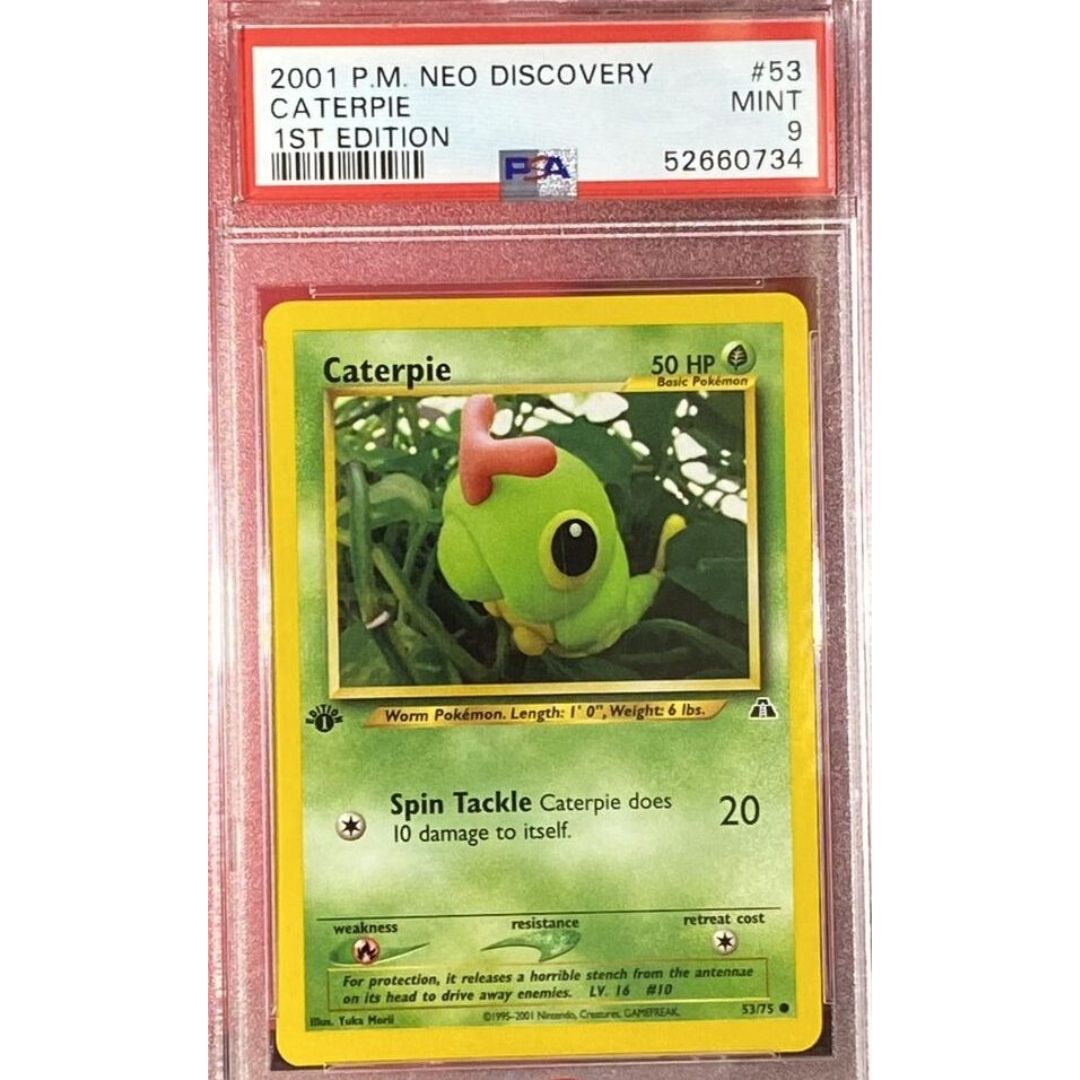 2001 Pokemon Neo Discovery 1st Edition Caterpie 53/75 PSA 9 Mint