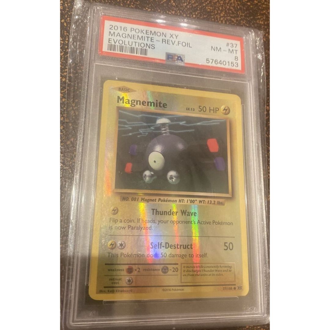 2016 Pokemon XY Evolutions Magnemite Reverse Foil Holo 37/108 PSA 8