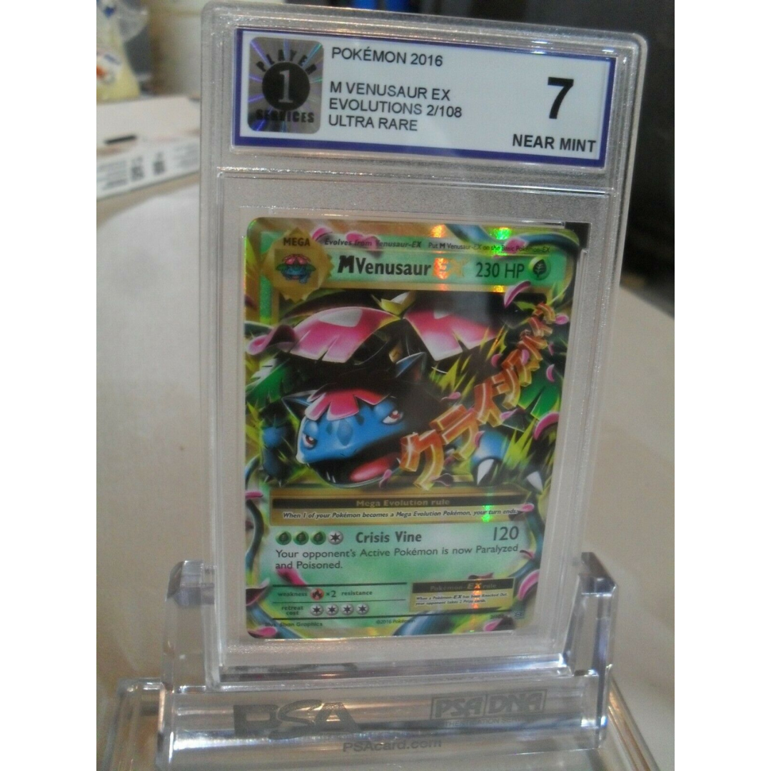 P1 Graded 7 M Venusaur EX 2/108 Evolutions Ultra Holo rare Pokemon Card