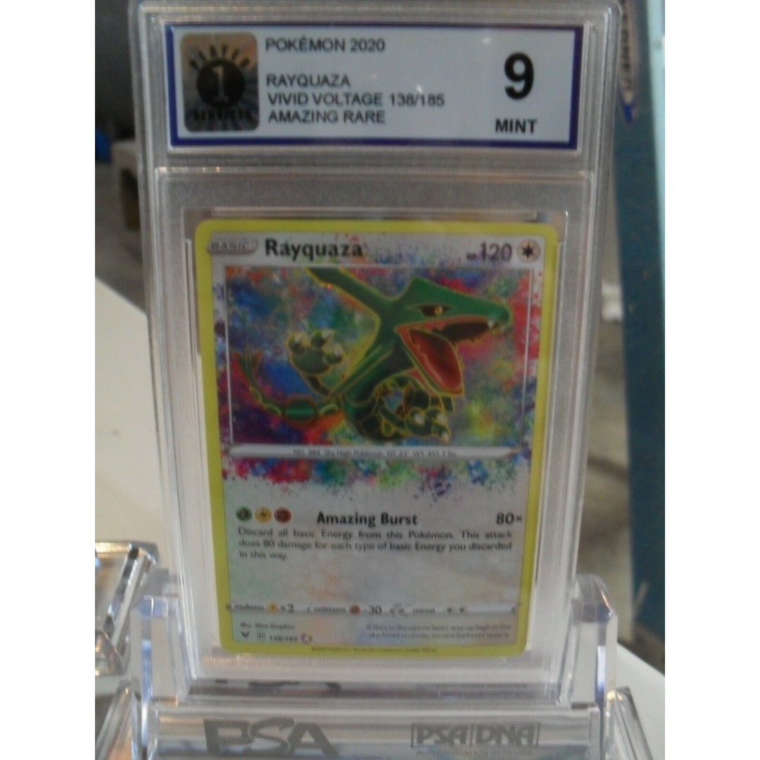 P1 Graded 9 Rayquaza 138/185 Vivid Voltage Amazing Rare Pokemon Card