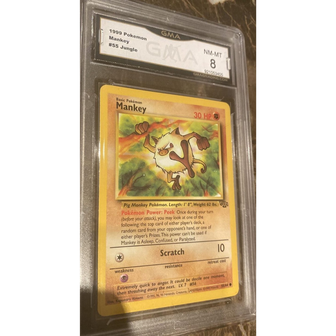 Mankey 55/64 Non-Holo Jungle 1999 Pokemon GMA 8 NM-MT