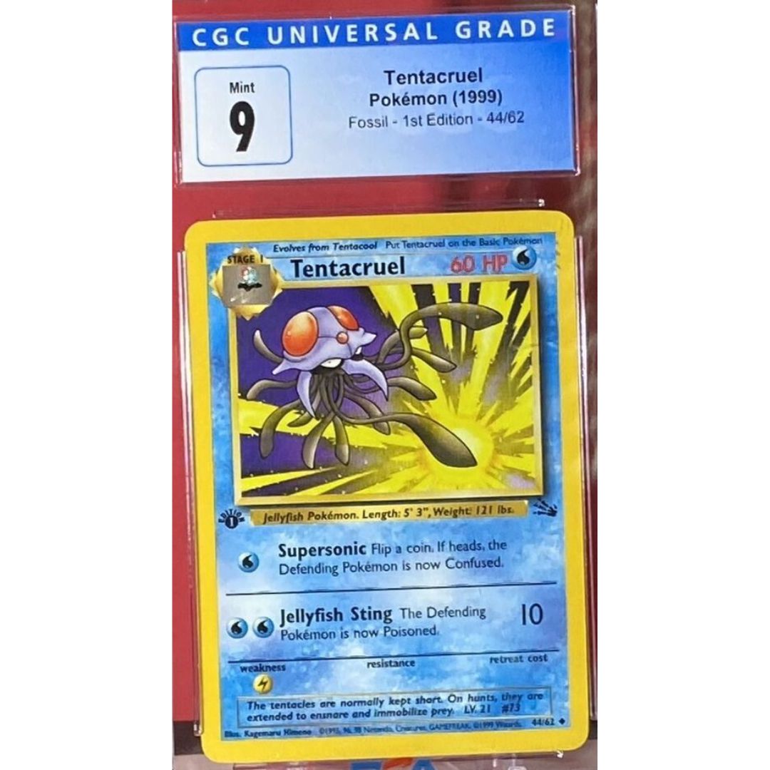 1999 Pokemon Fossil 1st Edition Tentacruel 44/62 CGC 9 Mint